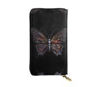LLKGOT Mystery Butterfly Pattern Women's leather long handheld wallet large capacity credit card zipper bag