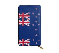 LLKGOT New Zealand Flag Pattern Women's leather long handheld wallet large capacity credit card zipper bag