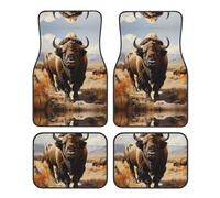 LLKGOT North American Bison Herd Pattern Car Floor mats with Anti Slip Front and Rear are Suitable for Cars, Trucks and SUV
