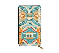 LLKGOT Old street buildings Pattern Women's leather long handheld wallet large capacity credit card zipper bag