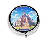 LLKGOT Outside The Castle Picture Round Mini Pill Box with 3 compartments for Pill Storage and Portable Travel