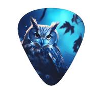 LLKGOT Owl in the Moonlight Picture Guitar plectrum 12 pieces with three thickness plectrum combinations suitable for bass and ukulele