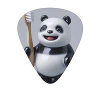 LLKGOT Panda brushing its teeth Picture Guitar plectrum 12 pieces with three thickness plectrum combinations suitable for bass and ukulele