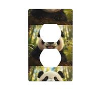 LLKGOT Panda portrait photo Pattern Dual socket wall panel household power cover durable for decorative sockets and switches