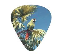 LLKGOT Parrots on palm trees Picture Guitar plectrum 12 pieces with three thickness plectrum combinations suitable for bass and ukulele