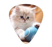 LLKGOT Persian cat playing with a ball Picture Guitar plectrum 12 pieces with three thickness plectrum combinations suitable for bass and ukulele