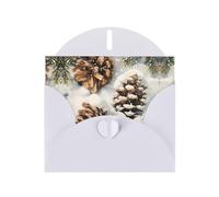 LLKGOT Pine Cones In The Snow Picture Greeting Card - Premium Pearlescent Paper Double Sided Pearl Effect Design