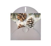 LLKGOT Pine Cones In The Snow Picture Greeting Card - Premium Pearlescent Paper Double Sided Pearl Effect Design