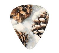 LLKGOT Pine cones in the snow Picture Guitar plectrum 12 pieces with three thickness plectrum combinations suitable for bass and ukulele