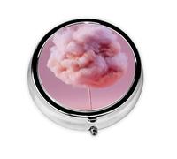 LLKGOT Pink Cotton Candy Picture Round Mini Pill Box with 3 compartments for Pill Storage and Portable Travel