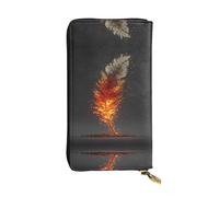 LLKGOT Pixelated Phoenix Feathers Pattern Women's leather long handheld wallet large capacity credit card zipper bag