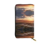 LLKGOT Prairie Sunset Pattern Women's leather long handheld wallet large capacity credit card zipper bag