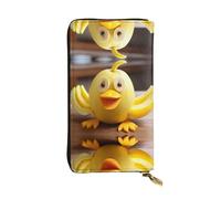 LLKGOT Pretty Ducklings Pattern Women's leather long handheld wallet large capacity credit card zipper bag