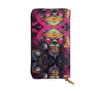 LLKGOT punk monkey Pattern Women's leather long handheld wallet large capacity credit card zipper bag