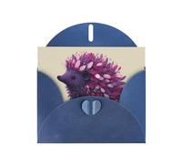LLKGOT Purple Hedgehog Picture Greeting Card - Premium Pearlescent Paper Double Sided Pearl Effect Design