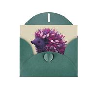 LLKGOT Purple Hedgehog Picture Greeting Card - Premium Pearlescent Paper Double Sided Pearl Effect Design