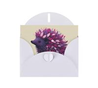 LLKGOT Purple Hedgehog Picture Greeting Card - Premium Pearlescent Paper Double Sided Pearl Effect Design