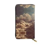 LLKGOT Raging Floods Pattern Women's leather long handheld wallet large capacity credit card zipper bag