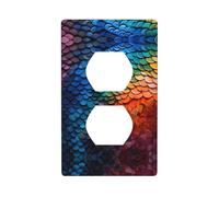 LLKGOT Rainbow fragments fish scales Pattern Dual socket wall panel household power cover durable for decorative sockets and switches