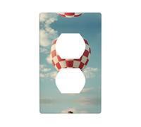 LLKGOT Red and white chevron hot air balloon Pattern Dual socket wall panel household power cover durable for decorative sockets and switches