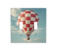LLKGOT Red and white chevron hot air balloon picture Switch cover decorative wall panel suitable for residential and commercial areas 4.5x4.5 In