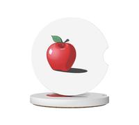 LLKGOT Red Apple Pattern Car Coasters 2 Absorbent Ceramic Anti Slip Beverage Pads, car Decorations