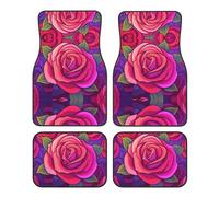 LLKGOT Reddish Purple Roses Pattern Car Floor mats with Anti Slip Front and Rear are Suitable for Cars, Trucks and SUV