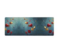 LLKGOT Romantic Fallen Leaves Pattern Gaming Mouse pad XXL Large Mouse Mat Long Extended Mouse Pad Desk Mat Non-Slip Rubber Mice Pads Stitched Edges Thin Pad 31.5 x 11.8 x 0.12 in