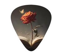 LLKGOT Rose on the book Picture Guitar plectrum 12 pieces with three thickness plectrum combinations suitable for bass and ukulele
