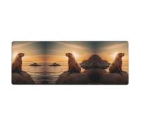 LLKGOT sea Lion Pattern Gaming Mouse pad XXL Large Mouse Mat Long Extended Mouse Pad Desk Mat Non-Slip Rubber Mice Pads Stitched Edges Thin Pad 31.5 x 11.8 x 0.12 in