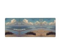 LLKGOT Sea Lions Ashore Pattern Gaming Mouse pad XXL Large Mouse Mat Long Extended Mouse Pad Desk Mat Non-Slip Rubber Mice Pads Stitched Edges Thin Pad 31.5 x 11.8 x 0.12 in