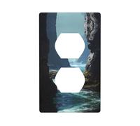 LLKGOT Sea water between the rocks Pattern Dual socket wall panel household power cover durable for decorative sockets and switches