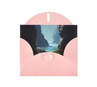 LLKGOT Sea Water Between The Rocks Picture Greeting Card - Premium Pearlescent Paper Double Sided Pearl Effect Design