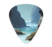 LLKGOT Sea water between the rocks Picture Guitar plectrum 12 pieces with three thickness plectrum combinations suitable for bass and ukulele