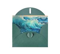 LLKGOT Sequin Waves Ocean Picture Greeting Card - Premium Pearlescent Paper Double Sided Pearl Effect Design