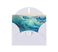 LLKGOT Sequin Waves Ocean Picture Greeting Card - Premium Pearlescent Paper Double Sided Pearl Effect Design