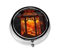 LLKGOT Shining Mountains and Rivers Picture Round Mini Pill Box with 3 compartments for Pill Storage and Portable Travel