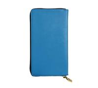 LLKGOT Sky Blue Pattern Women's leather long handheld wallet large capacity credit card zipper bag