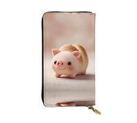 LLKGOT Soft piggy bread Pattern Women's leather long handheld wallet large capacity credit card zipper bag