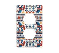 LLKGOT Swedish Dala Horse Folk Pattern Dual socket wall panel household power cover durable for decorative sockets and switches