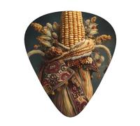LLKGOT Thanksgiving Ears of Corn Picture Guitar plectrum 12 pieces with three thickness plectrum combinations suitable for bass and ukulele