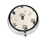 LLKGOT The Beauty of Small Footprints Picture Round Mini Pill Box with 3 compartments for Pill Storage and Portable Travel