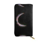 LLKGOT The colorful version of the crescent moon Pattern Women's leather long handheld wallet large capacity credit card zipper bag