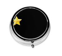 LLKGOT The Dazzling Five-Pointed Star Picture Round Mini Pill Box with 3 compartments for Pill Storage and Portable Travel