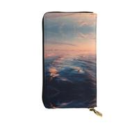 LLKGOT The endless sea. Pattern Women's leather long handheld wallet large capacity credit card zipper bag