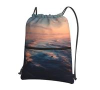 LLKGOT The endless sea. Printing Drawstring Zipper Backpack Strong and lightweight for Hiking Camping