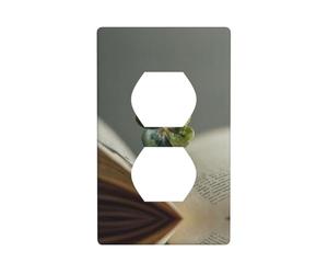 LLKGOT The four-leaf clover in the book Pattern Dual socket wall panel household power cover durable for decorative sockets and switches