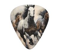 LLKGOT The galloping wild horse Picture Guitar plectrum 12 pieces with three thickness plectrum combinations suitable for bass and ukulele