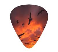 LLKGOT The geese at sunset Picture Guitar plectrum 12 pieces with three thickness plectrum combinations suitable for bass and ukulele