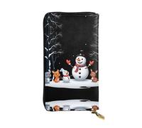 LLKGOT The little snowman and the little animals Pattern Women's leather long handheld wallet large capacity credit card zipper bag